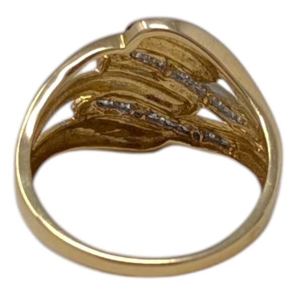 14K Yellow Gold Diamond Wave Band Ring 3.80g, Elegant Design Estate Jewelry - Picture 4 of 8